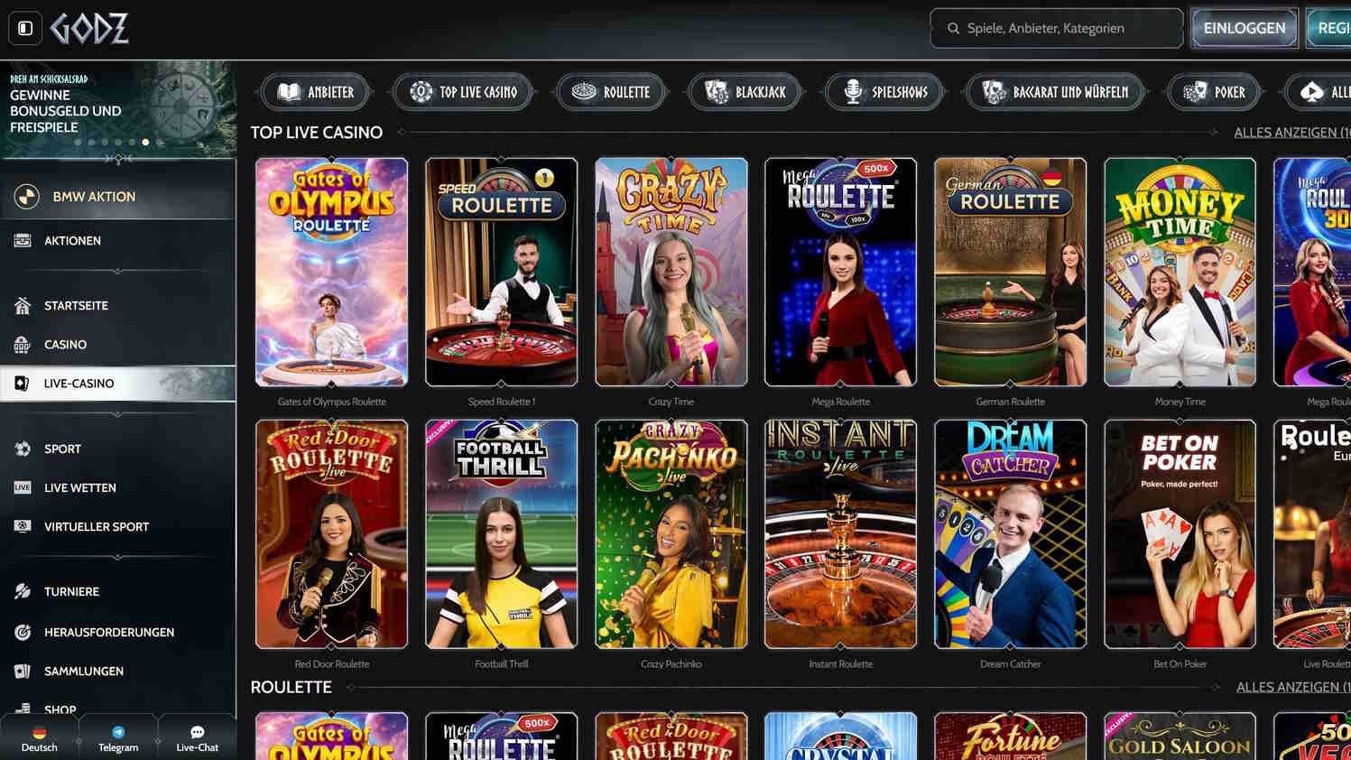 Online Casinos für Männer 17 Godz Casino Live Casino edited