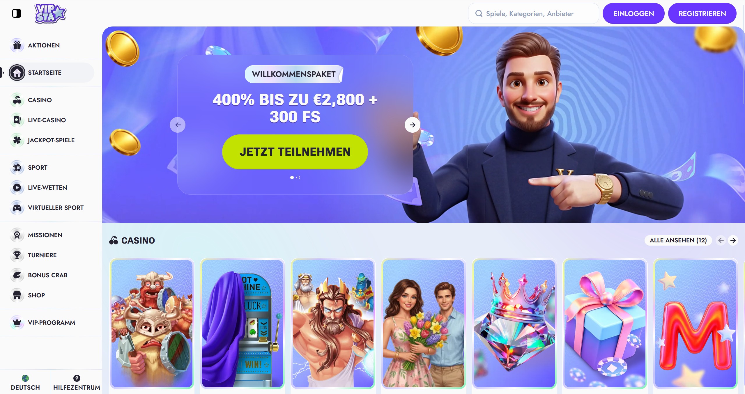 Vipsta Casino Startseite
